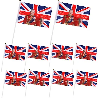 £5.99 • Buy King Charles Coronation 2023 Union Jack Flag 10 PK British Royalty Souvenirs