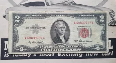 Two Dollar Bill 1953A USA Genuine United States Note Q9 2 Dollars US Paper Notes • £9.99