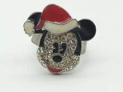 Vintage Disney Mickey Mouse Santa Adjustable Small Ring Enamel Fe1521 • $8