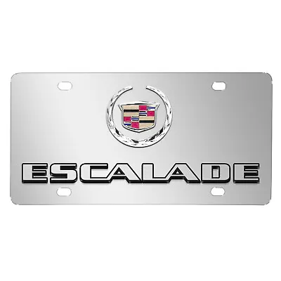 Cadillac Escalade 3D Dual Logo Mirror Chrome Stainless Steel License Plate • $58.99