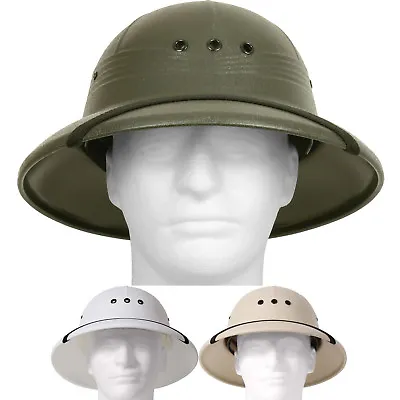 Pith Helmet Lightweight Safari Hat Sun Rain Plastic Vietnam Jungle Military Type • $34.99
