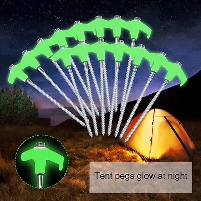 15x Heavy Duty Steel Screw Hiking Camping Tent Pegs With Glow In The Dark Head • $25.39