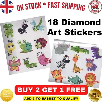 Kids 5D DIY Diamond Painting Stickers Kit - 18 Pcs Creative Art Crafts • £5.98