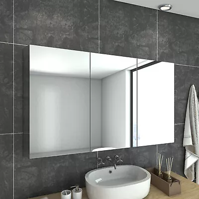 Bathroom Mirror Cabinet Stainless Steel Wall Mounted Storage Cupboard 900-1200mm • $288