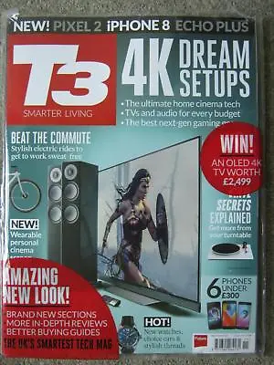 T3 Magazine November 2017 4K Dream Setups Electric Bikes Turntables IPhone 8 • £4.99