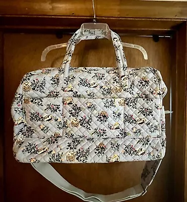 Vera Bradley Weekender Travel Bag Perrenial Gray Floral New Never Used • $75