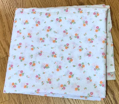 Vintage Retro Swiss Flocked Pink Orange White Floral Fabric 2.75 Yards 44  Wide • $24.99