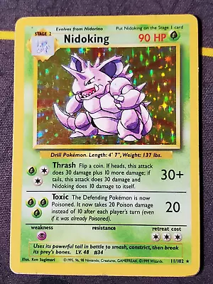 Nidoking Holo Rare Unlimited 11/102 HP - 1999 Pokémon TCG Base Set Vintage WOTC • $3.25