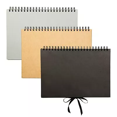 A4 Kraft Scrapbook Black Grey Natural 80 Pages Arts Crafts Collage Photo Album • £7.99