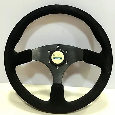 $68.98 • Buy 350mm Suede Leather Flat Key's Racing Steering Wheel Fit For MOMO Hub OMP Hub #2