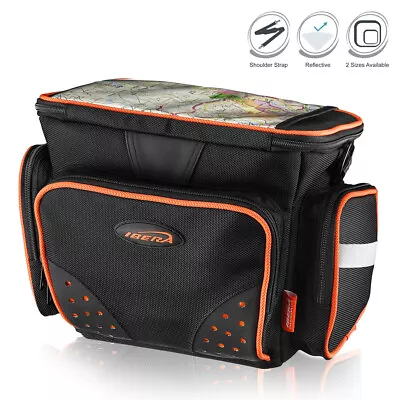 IBERA Bike Handlebar Bag Front Clip-On Frame Tube DSLR Camera Case W Rain Cover • $49.99