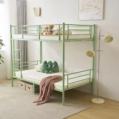 Twin Over Twin Bunk Bed Frame With Ladder Metal Bed Frame Convertible Bed • $148.99