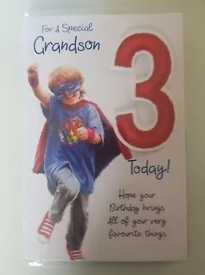 Grandson 3 Year Old Dress Up As Ninja Birthday Card. Lovely Quality Card.23 X 15 • £2.99