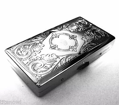 Victorian Style Cigarette Case Double Sided King & 100s Etched Pattern 4x2inch • $19.99