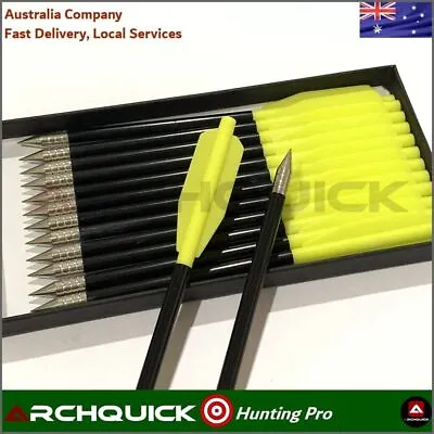 ARCHQUICK 12/24x 6.25  Crossbow Bolts Fixed Tips Aluminum Arrows Target Hunting • $19.95