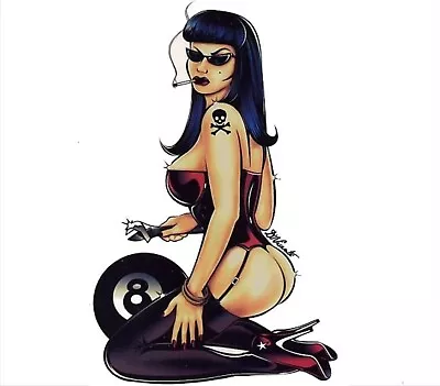 #SEXY #Smoking GIRL 8 BALL Hot Rod #Tattoo #Hottie #STICKER/ #DECAL By #Vincente • $7.99