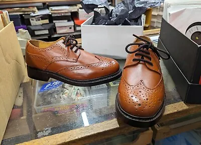 'HAREWOOD' Tan Brogue Leather 'GOOD YEAR' Welted Smart/Formal Shoes FREE POLISH • £34.95