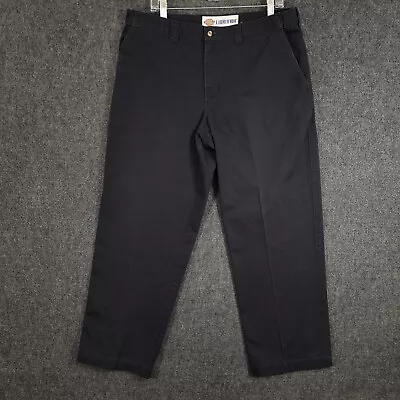 Dickies Pants Men 36 Tapered Black Mechanic Security Uniform Workwear Logo 36x30 • $14.56