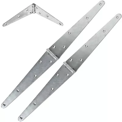 2 X HEAVY DUTY GATE STRAP HINGES 300mm / 12  GALVANISED Large/Long Inch Garden • £11.04