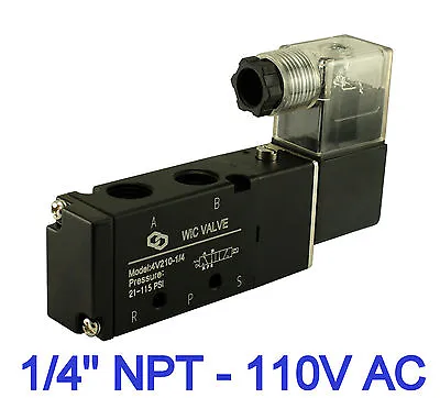 1/4  4 Way 2 Position Directional Control Air Electric Solenoid Valve 110V AC  • $23.99