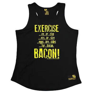 £7.98 • Buy Exercise Bacon Gym Bodybuilding Funny Birthday WOMENS GIRLIE VEST