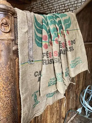 Job Lot Of 5 Used Hessian Coffee Bean Sacks Bags For Upholstery Garden Material • £20