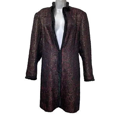 Designs By Seymour Vintage Brocade Gothic Long Smoking Jacket Size 16 • $41.24