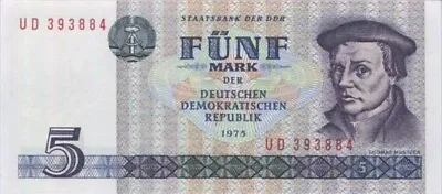 Germany Democratic Republic 5 Mark 1975 / 1987 Thomas Muntzer Uncirculated Bill  • $33.56