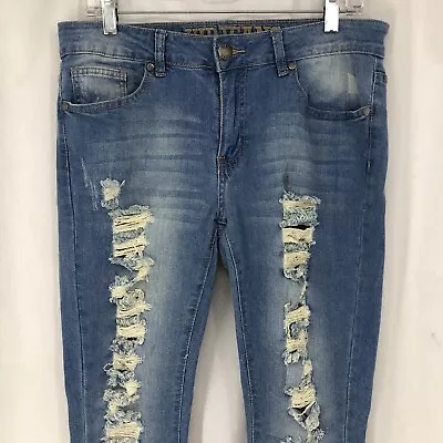 VIP Jeans Distressed Skinny Stretch Denim Light Wash 11/12 34x29 • $16.72