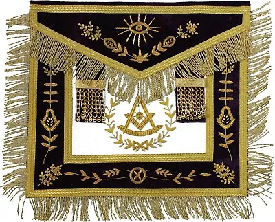 Apron Masonic Hand Embroidered Grand Lodge Past Master Apron Purple • $89.99