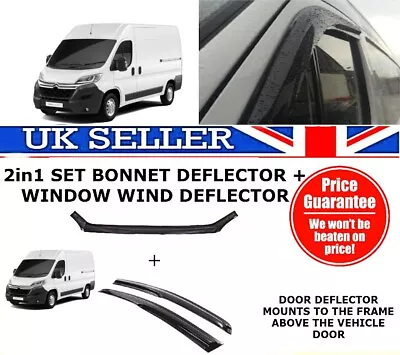 PEUGEOT BOXER FIAT DUCATO 2014 Wind Rain Deflectors & Bonnet Deflector Protector • £69.99