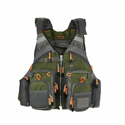 Adjustable Multi-pocket Fly Fishing Vest Quick Dry Lifejacket Fishing Waistcoat • £25.99