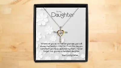 Daddy’s Little Girl Necklace Gift For Daughter Sterling Silver Gold 14K Cross • $51.97