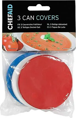 Chef Aid 3 Reusable Can Lids Covers Plastic Food Fresh Air Tight 7.5cm • £2.35