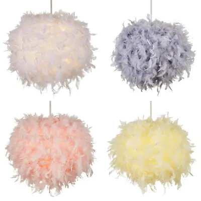 Litecraft Glow Light Shade Easy Fit Feather Ball Lampshade - 4 Colours           • £24.99