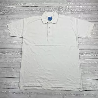 Uneek Mens Polo Shirt Medium White Cotton Plain Basic Cotton Heavyweight Casual • $9.88