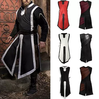 Retro Medieval Renaissance Men Armor Long Tops Shirt Knight Viking Party Cosplay • $23.19