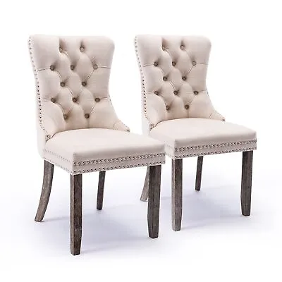 2/4/6/8 Velvet Dining Chair Set Kitchen High Back Chair W/Wood Golden Sliver Leg • $149.99