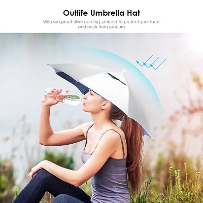 $13.99 • Buy Fishing Umbrella Hat Hands Free Foldable Protection Umbrella Adjustable Headwear