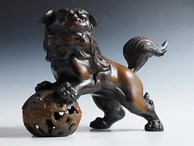 Japanese Legendary Leo Massive Bronze Figure Good Atmosphere Komainu Tsushima • £237.41