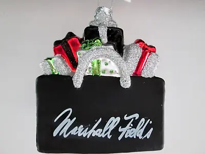 MARSHALL FIELD'S CHRISTMAS ORNAMENT SHOPPING BAG W/ CLOCK  PRESENTS NWT • $24.95