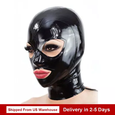 Latex Gummi Hood Zipper Back Rubber Mask Fetish Cosplay Costume BDSM Clubwear • $47.49