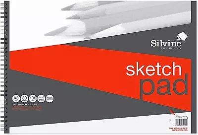 Silvine A3 Sketch Pad Wire Bound 130gsm Micro Perforated 30 Sheets Acid Free • £7.95