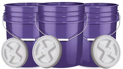 5 Gal Food Grade Plastic Bucket Container With Screw On Gasket Lid( Pack Of 3) • $49.77