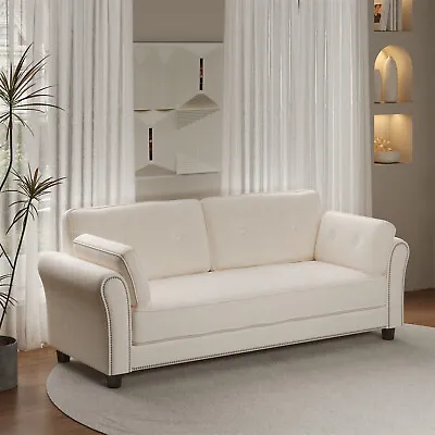 79 Inch Modern Velvet Sofa 3-Seater Sofa Couch With 2 Pillow Living Room Sofa • $434.99