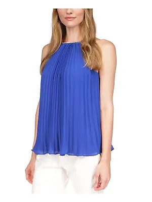 MICHAEL MICHAEL KORS Womens Blue Lined Chain Detail Sleeveless Halter Top S • $27.89