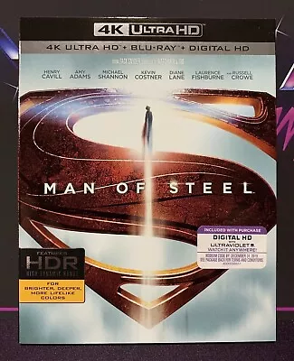 MAN OF STEEL ~ 4K Ultra HD + Blu-ray + Rare NM OOP Slipcover ~ No Digital ~ DC • $60