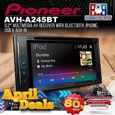 Pioneer AVH-A245BT 6.2  Multimedia AV Receiver With Bluetooth/iPhone/USB/Aux-In • $279