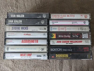 $8.50 • Buy Vintage Lot Of 14 Rock Cassette Tapes Halen AeroSmith Loaf Dokken Boston Cougar