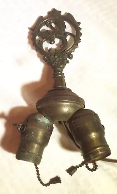 Antique Dual Socket Chain Pull Lamp Part LARGE Finial • $39